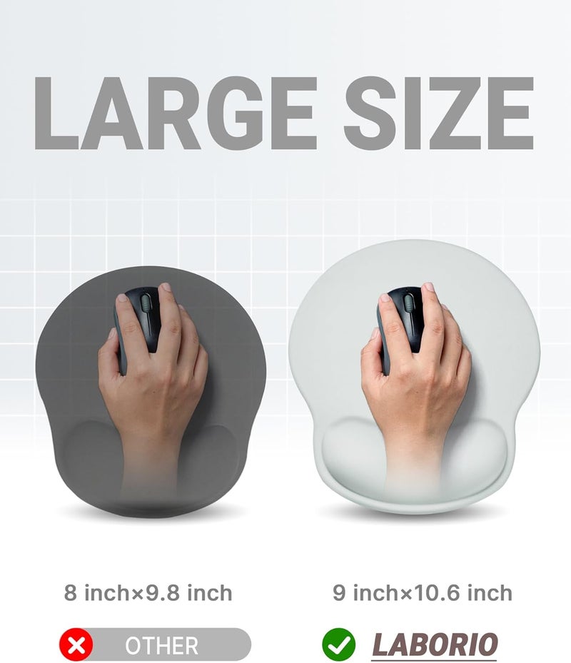 Laborio Ergonomic Mouse Pad Wrist Support, Comfortable Mouse Pad Wrist Rest, Relieve Wrist Pain Gel Mouse pad, Non-Slip Rubber Base Mousepad for Laptop, Computer, Prefect for Office(Light Gray - Image 4